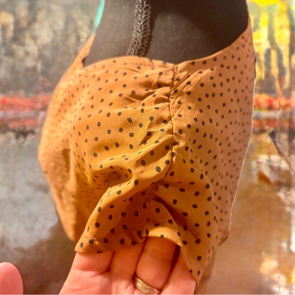 Tan & Black Polka Dot Patterned Mini Dress S-L - Picture 4 of 7